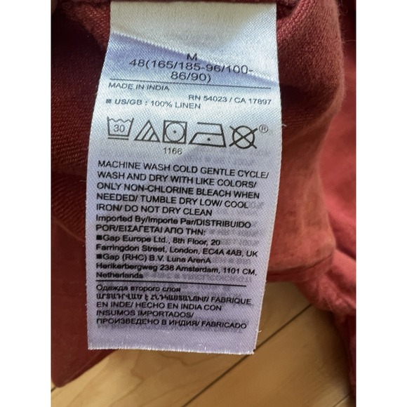 Banana Republic Shirt Mens Large Button Up 100% Linen Beachy Solid Red - Picture 8 of 8